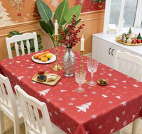 Nappe de table PEVA moderne rouge à flocons de neige imprimée personnalisable - Imperméable, résistante aux taches, écologique, anti-huile pour la maison