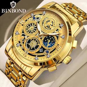 นาฬิกาข้อมือควอตซ์ BINBOND B4010 4010 แฟชั่นลำลอง สายสแตนเลส สุดหรู เรืองแสง กันน้ำ สำหรับผู้ชาย - Product Image 2