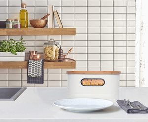 Collection moderne Plat Blanc Boîte à Pain Planche À Découper Couvercle Haute Capacité Avec Couvercle En Bambou Cuisine Stockage Bac À Pain Pain Stockage - Product Image 5