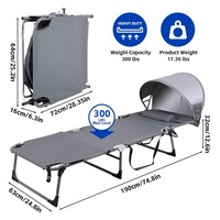 Chaise longue pliante multifonctionnelle pour la plage et la piscine avec trou pour le visage et auvent réglable