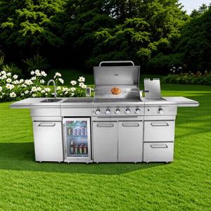 Parrilla de <span class=keywords><strong>barbacoa</strong></span> de Gas grande de acero inoxidable 304 Premium de lujo, cocina móvil de estilo moderno para exteriores para Villa Patio - Product Image 5