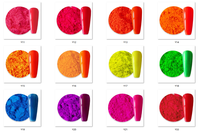 Poudre lumineuse fluo 6 couleurs fluorescente longue durée avec 6 cotons-tiges pour ongles
