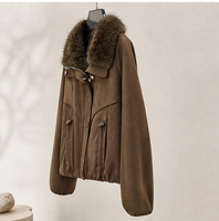 Veste courte d'hiver pour femmes, en fourrure de vison véritable, avec fermeture éclair et boutons sur le devant