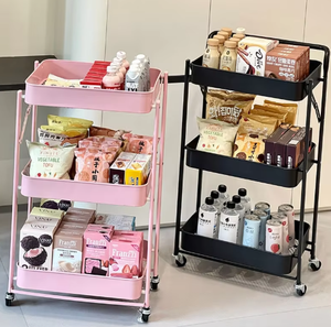 ポータブル金属トロリー家庭用床置きスナックオーガナイザーベッドルーム用ホイール付き子供部屋本棚 - Product Image 6