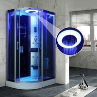 Nouvelle Douche de Style Moderne Économique avec Chauffage et Lumière LED Cabine de douche vapeur coulissante sans cadre, tout-en-un pour la douche et le lavage