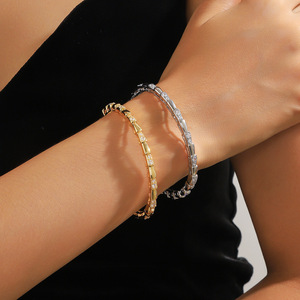 European American Trendy Snake Bracelet <b>Gold</b> Silver Copper Plated Zircon Crystal Jewelry for Women Gift Fall 2024 - Product Image 4