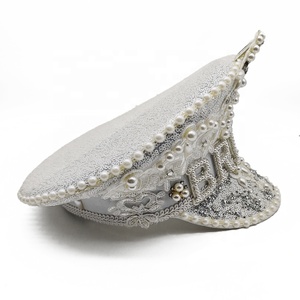 Chapeau Manwu Factory Festival Party Performance avec paillettes de perles pour anniversaire de mariage ou fêtes d'homme brûlant en blanc de mariée - Product Image 6
