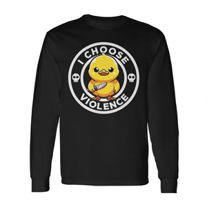 Maglietta a maniche lunghe I Choose Violence Duck, unisex, girocollo, con stampa digitale, promozionale, per adulti - Product Image 3