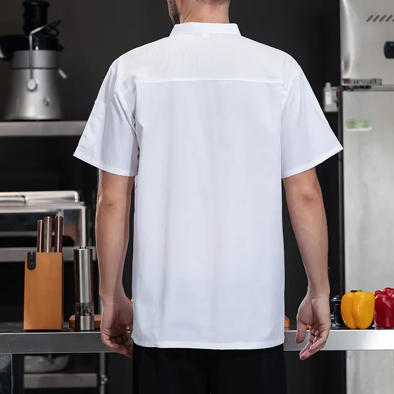 Customizable Chef Coats Printing Shirt Short Sleeve Restaurant Manager Uniform for Women Chef Jacket Men