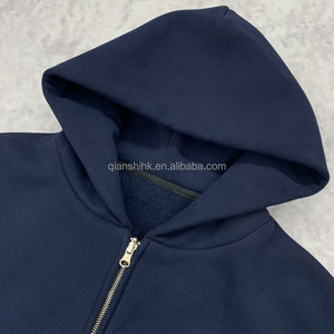 100% coton lourd recadrée sweat à capuche Zipup Streetwear Boxy Hoodie fabricant français Terry surdimensionné sweat à capuche zippé - Product Image 4