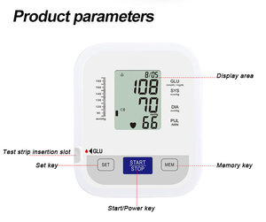 Alat Pengukur Tekanan Darah dan Gula Darah Lengan Atas Tanpa Kode Pengukuran Akurat Layar Besar Bertenaga Baterai Kering untuk Lansia - Product Image 2