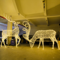 Lumières de Noël Commerciales 3D sur Cadre Métallique : Éclairage Décoratif Personnalisé Grand Format pour Rues, Motifs Animaux Cerf, Élan et Rennes