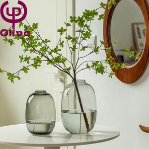 Artistic Hydroponic <strong>Flower</strong> Arrangement Floor <strong>Vase</strong> Oval Tall Big Belly Clear Amber Smoky Gray Home Decoration Large Glass <strong>Vase</strong> - Product Image 2