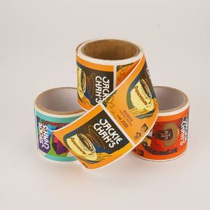 Étiquettes personnalisées autocollantes en rouleau avec estampage à chaud et gaufrage, autocollants imprimés imperméables pour bouteilles de jus, étiquettes de sécurité alimentaire - Product Image 1