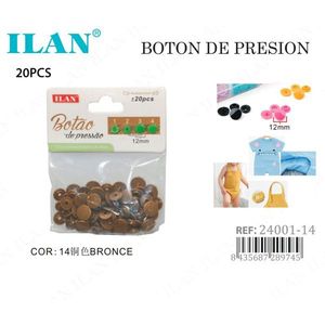 Bottoni a Pressione ILAN 12mm Colore Bronzo 20 Pezzi per Abbigliamento e Artigianato - Product Image 1
