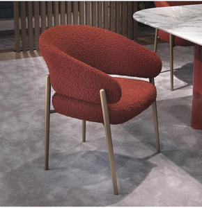 Sedia da Pranzo JP Moderna e Semplice in Velluto di Agnello con Braccioli in <span class=keywords><strong>Legno</strong></span>, Sedia Casual da Ristorante con Schienale di Design - Product Image 3