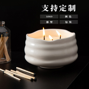 Pot à bougie en céramique de style européen transfrontalier, rond, blanc, écologique, pour cadeau DW866Y 4.5 - Product Image 5