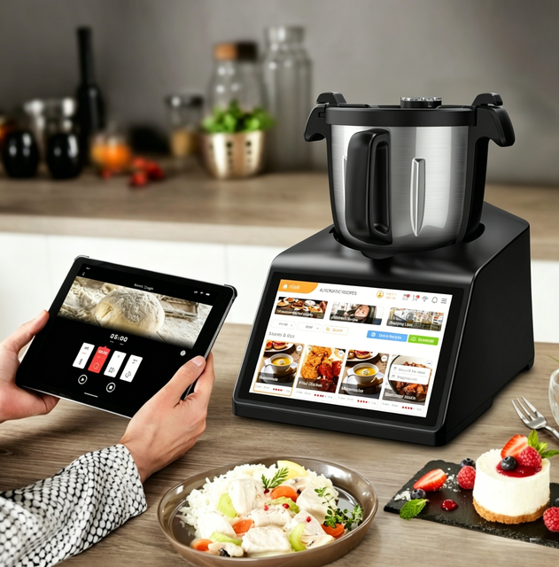1800W Mobile app Smart Cooking Machine Food Processor 7 inch Touchscreen 4.5L Stainless Steel Bowl 12 Speeds Heating Blender
