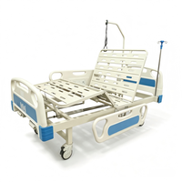 Lit médical manuel à double manivelle pour soins à domicile, 2 fonctions, avec barrières de sécurité latérales