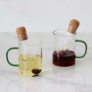 Infuseurs filtrants en verre borosilicaté résistant à la chaleur avec bouchon en liège pour faire du thé et du café Tube en verre pour feuilles de thé passoire - Product Image 5