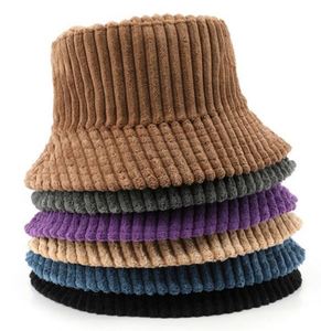 Corduroy <b>Bucket</b> Adjustable Outdoor Sun <b>Hat</b> Packed <b>Reversible</b> Beach <b>Hats</b> Flat Top Cap for Travel Promotion Gift - Product Image 1