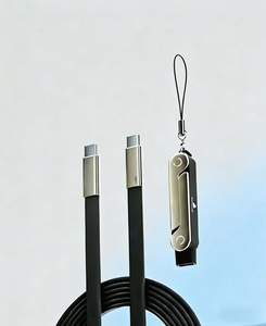 Câble de charge rapide tressé en nylon 240W avec support de téléphone, cordon de charge Type-C <span class=keywords><strong>2</strong></span>-en-1 avec adaptateur de support - Product Image 1