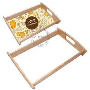 New Products Design Custom Gift Photo Hotel Restaurant Sublimation Blank MDF Insert Wooden Food Serving Trays