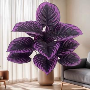 12 18 24 أوراق نباتات بنفسجية اصطناعية لديكور المنزل حفل زفاف ديكور حديقة نباتات محاكاة البنفسج وعاء الأرجواني - Product Image 3