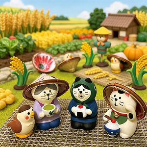 Décoration miniature en résine de chat mignon et boule de riz, style dessin animé, créative, pour la maison et le bureau, cadeau, vente en gros d'usine - Product Image 2