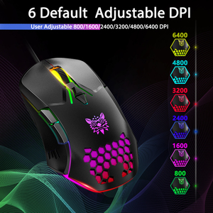 Onikuma-ratón óptico con cable <span class=keywords><strong>CW902</strong></span> para juegos, Mouse ligero con retroiluminación RGB, USB, ergonómico, brillante - Product Image 5