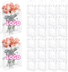 Custom Clear PVC Gift Bags with Handles <b>Plastic</b> Transparent Wrap Bags Bulk Reusable <b>Totes</b> for Wedding Baby Shower Birthday Party - Product Image 1