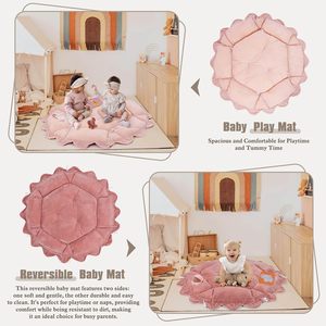 Alfombra de actividades suave para bebés con <span class=keywords><strong>6</strong></span> juguetes sensoriales, <span class=keywords><strong>gimnasio</strong></span> de juegos convertible con almohada, alfombra de juego gruesa de felpa para bebés - Product Image 4