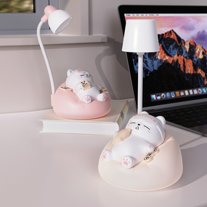 لطيف Kawaii ضوء الليل القط الاطفال USB القابلة لإعادة الشحن المحمولة بقيادة مصباح الحديثة سيليكون النوم كيتي الحيوان ABS الجدول ضوء الليل - Product Image 4