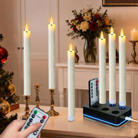 Lilin LED 3D Tanpa Api Tipe C Isi Ulang dengan Remote Timer dan Basis Pengisian Daya, Dekorasi Rumah untuk Halloween