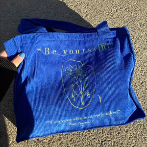 Customized Logo Embroidery Corduroy Tote <b>Bag</b> Open Closure Durable Eco Friendly Portable Shopping Travel <b>Beach</b> <b>Bag</b> - Product Image 2