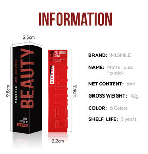 Batom Líquido MLSMILE à Prova d'Água Efeito Matte Sexy Nude Vermelho de Longa Duração Gloss Labial Que Não Transfere Maquiagem para Lábios - Product Image 5