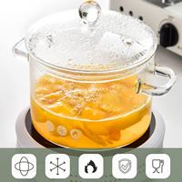 1.35L/1.5L/1.9L ODM OEM Panci Sup Kaca Borosilikat Transparan Berkualitas Tinggi, Kompatibel dengan Kompor Induksi, untuk Dapur Rumah Modern