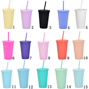 16oz 24oz double wall plastic drinking cup colorful customized plastic bottle