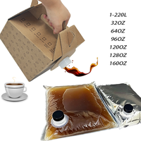 Sac de boisson en carton (BIB) pour café, jus, vin, 32oz, 96oz, 128oz avec valve, emballage liquide de qualité alimentaire, OEM