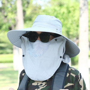 Chapeau de soleil à large bord avec protection pour le visage et le cou, chapeau de randonnée et de pêche en plein air, protection UV, respirant, monochrome - Product Image 2