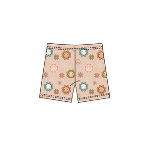 Conjunto de Ropa para Niño Pequeño, Pantalones Cortos con Estampado de Flores Moradas, Boutique para Niños, Venta al por Mayor, SS0793 - Product Image 4