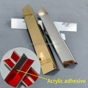 Bandes de finition en forme de L en <span class=keywords><strong>acier</strong></span> inoxydable auto-adhésives, écologiques, résistantes à l'eau et aux acides, accessoires pour carrelage, coin mural - Product Image 3