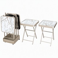 Ensemble de table de prière pliable avec vaisselle pour service alimentaire, table d'appoint gravée à l'arabe avec peinture UV sur verre