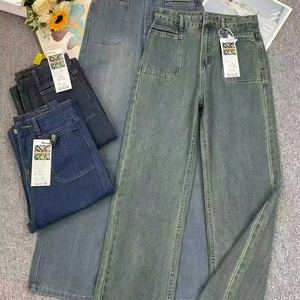 Cổ <span class=keywords><strong>m</strong></span>ùa xuân và <span class=keywords><strong>m</strong></span>ùa thu chất lượng cao rửa bông Net đỏ cao eo <span class=keywords><strong>m</strong></span>ỏng thiết kế phiên bản hẹp của quần jean chân rộng. 1,800 miếng - Product Image 1