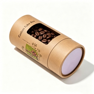 Custom Biodegradable Kraft Paper Tube Packaging With Clear Window Food Grade For <b>Coffee</b> <b>Beans</b> And Organic Tea - Product Image 6