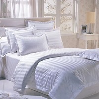 Draps de lit en coton 100% de qualité hôtelière 5 étoiles, taille King Queen, drap-housse rayé, draps de lit blancs de luxe, fabrication OEM