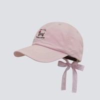 Gorra de Béisbol con Lazo Bordado de Dibujos Animados, Unisex, Primavera-Verano, Protección Solar, Transpirable, Impermeable, con Visera que Favorece el Rostro