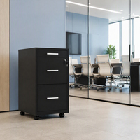 Armoire de classement verticale compacte et détachable avec roulettes, 3 tiroirs verrouillables, en métal et acier, pour bureau