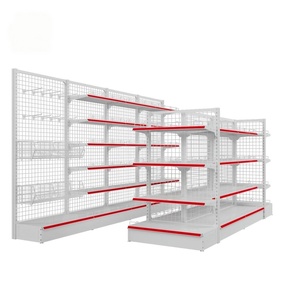 Custom-made Lightweight Metal Mesh Wire <b>Shelves</b> in White Red Combination Are Used for Retailing Goods in Convenience Stores. - Product Image 3
