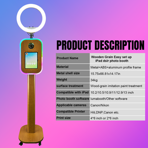 Cabina de Fotos Fácil de Instalar con Luces RGB y Ventilador de Refrigeración, Diseño de Madera Vintage, Cabina de Fotos para iPad y DSLR - Product Image 5
